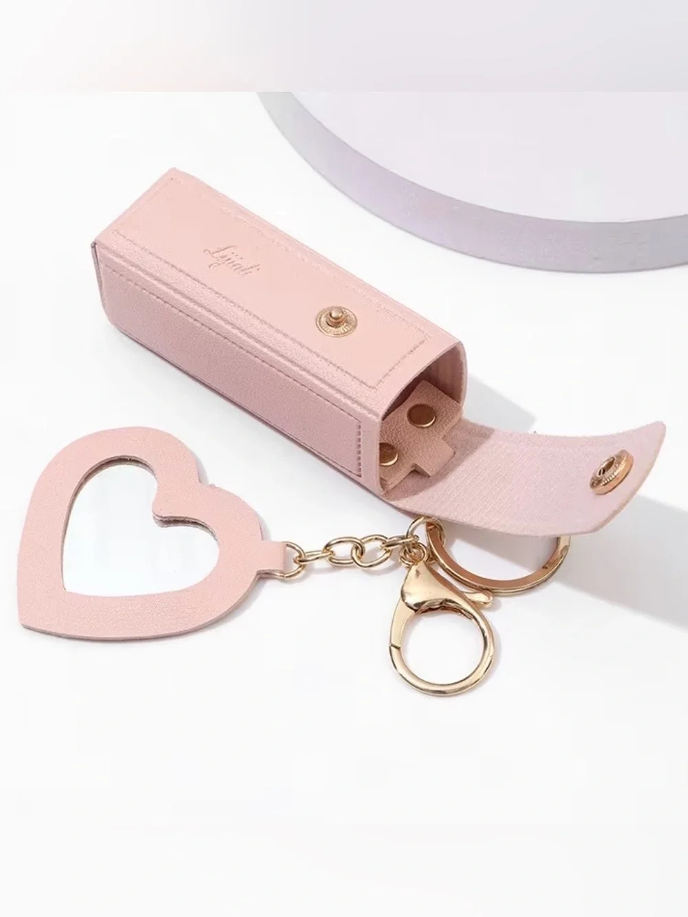 Lipstick Holder Keychain Bag Charm Heart Mirror Choose Color
